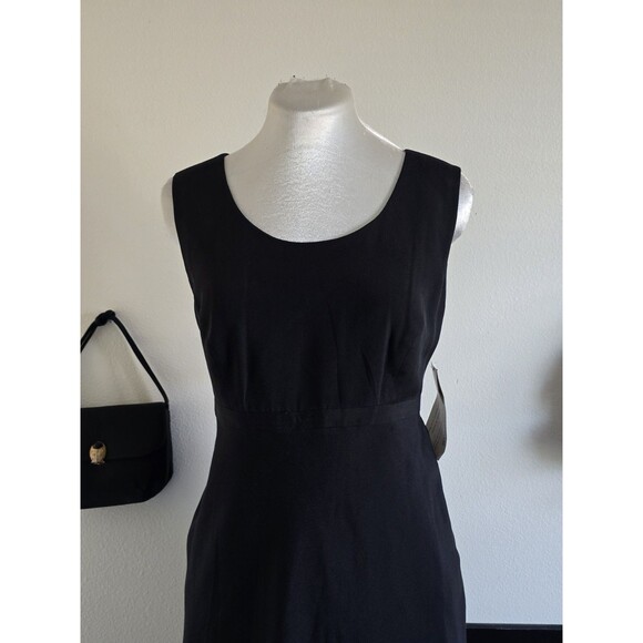 Patrick Collection Vintage Y2K 2000s Black Silk Sleeveless Aline Mini Dress S - Picture 2 of 7